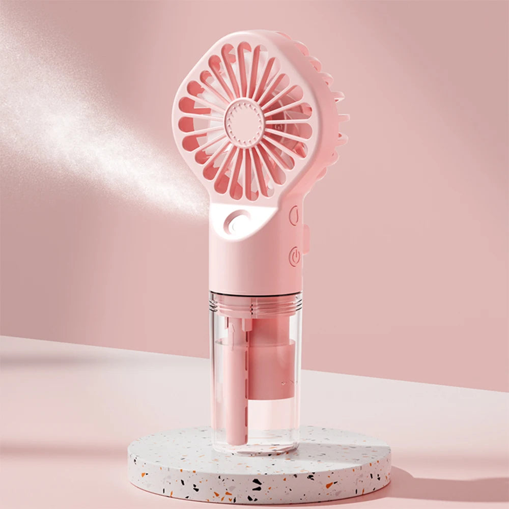 Electric Fan Handheld Mini Fan 4 Speed Adjustable Spray Fan USB Rechargeable Portable Fan with Mist Mini Cooler Wireless Fan